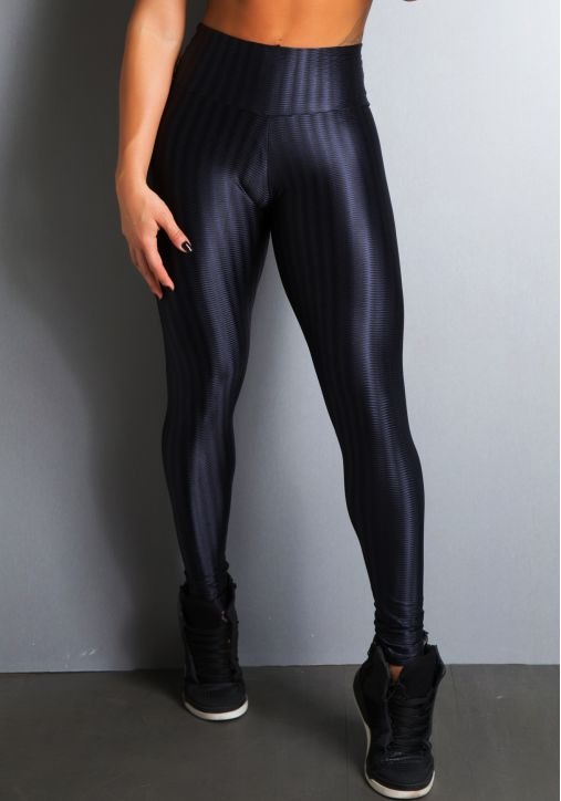 calça legging metalizada preta