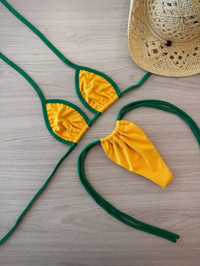 BÍQUINI LACINHO DO BRASIL AMARELO COM VERDE