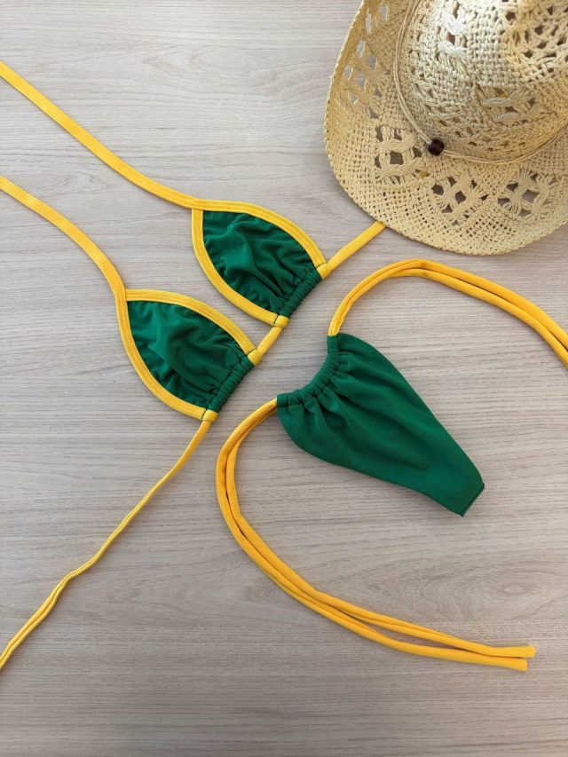 BÍQUINI LACINHO VERDE COM AMARELO