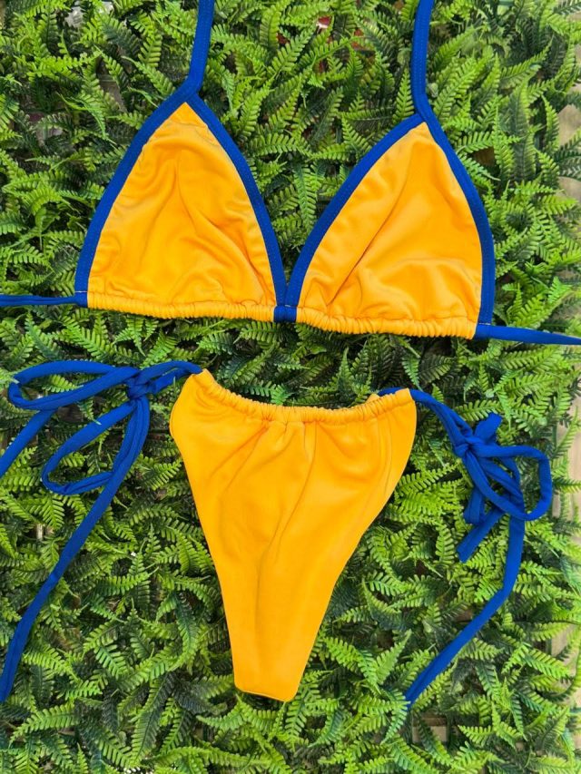BÍQUINI LACINHO AMARELO COM AZUL
